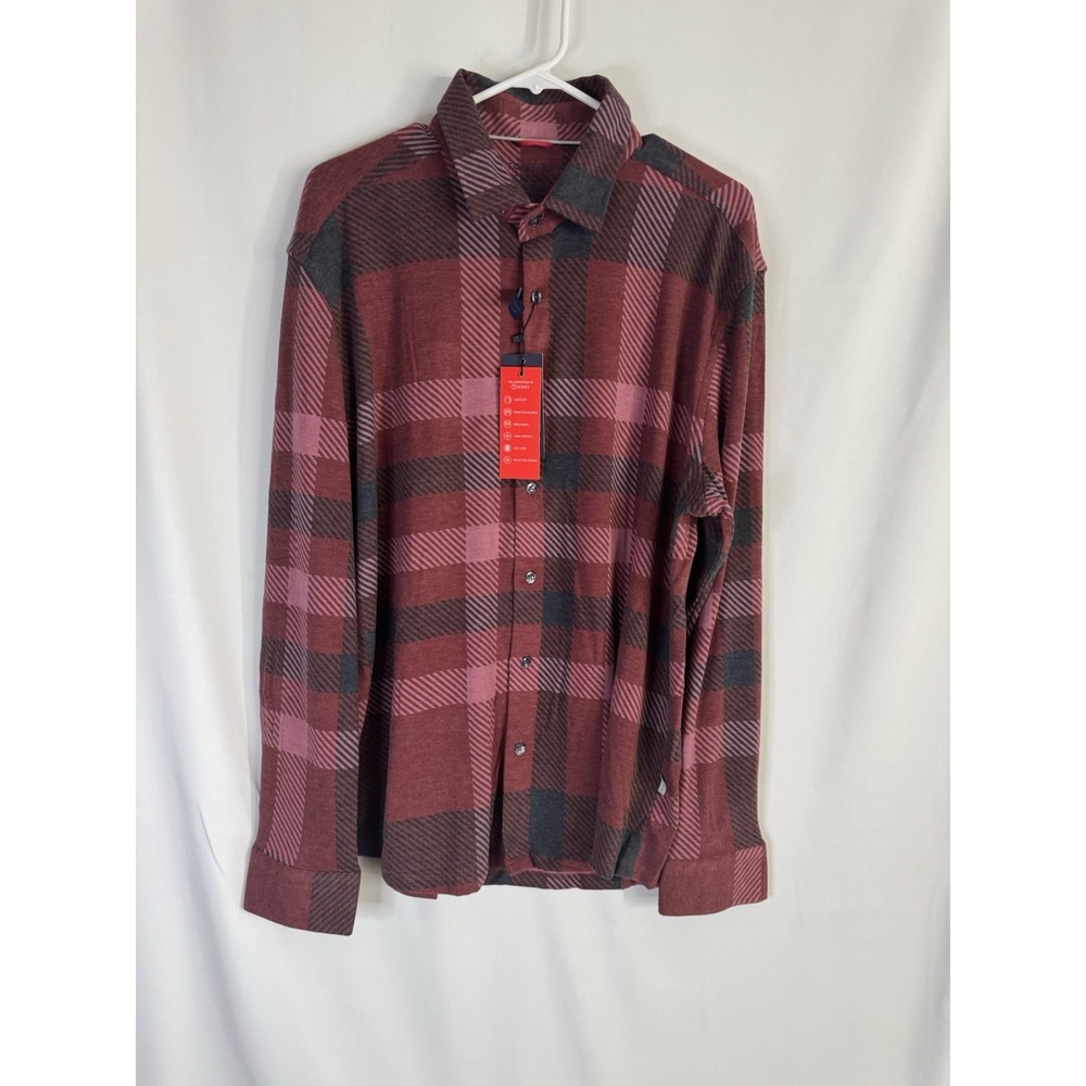 NWT Stone Rose Plaid Button Down Shirt XL Red & Black Long Sleeve Modern Fit